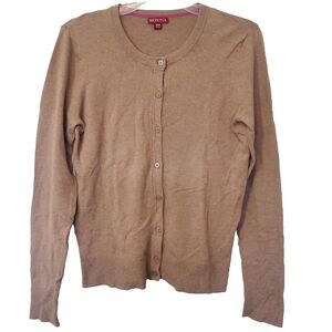 Merona Womens Size Medium Button Up Cardigan Sweater Tan Color